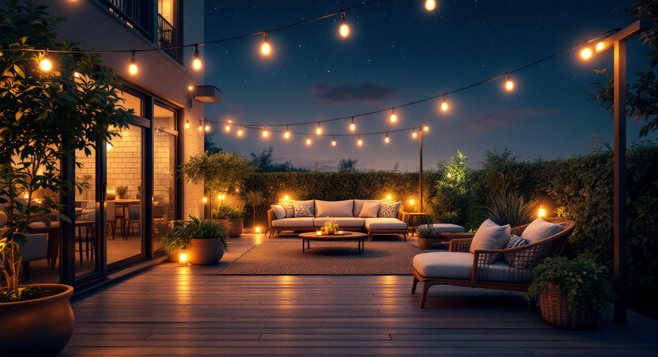 une-terrasse-exterieure-illuminee-par-des-lumieres-feeriques-la-nuit-offrant-une-atmosphere-romantique-avec-des-sieges-confortables-et-des-plantes-en-pots-sous-un-ciel-etoile